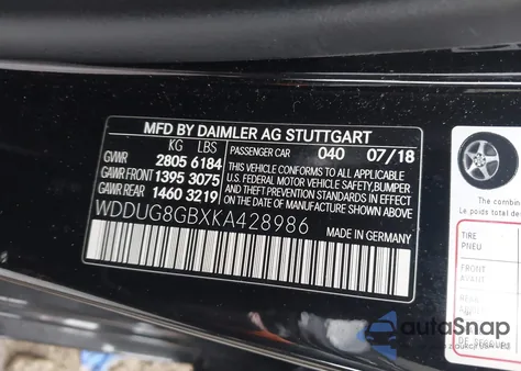 2019 Mercedes-Benz S 560 4Matic z USA, uszkodzony, nr VIN WDDUG8GBXKA428986